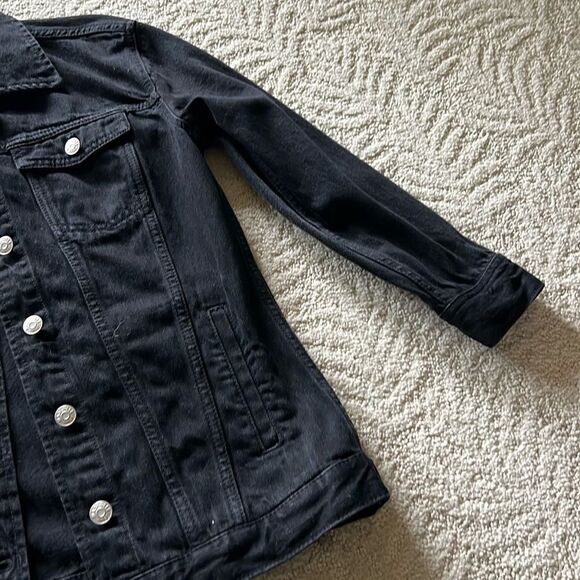 Madewell The Oversized Trucker Jean Jacket in Washed Black XXS - Picture 12 of 17